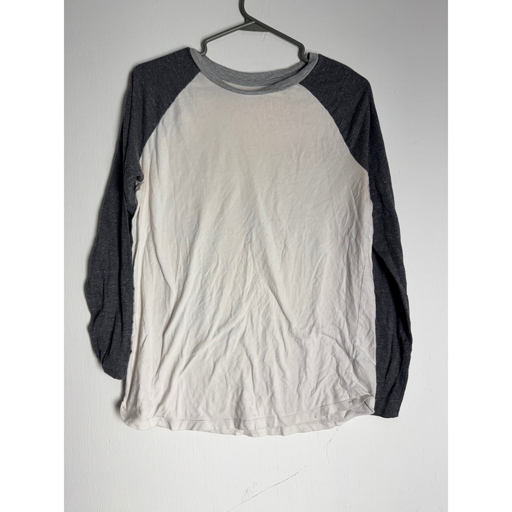Old Navy Boys XXL 18 Baseball Tee Raglan Shirt Gray White Long Sleeve Regular